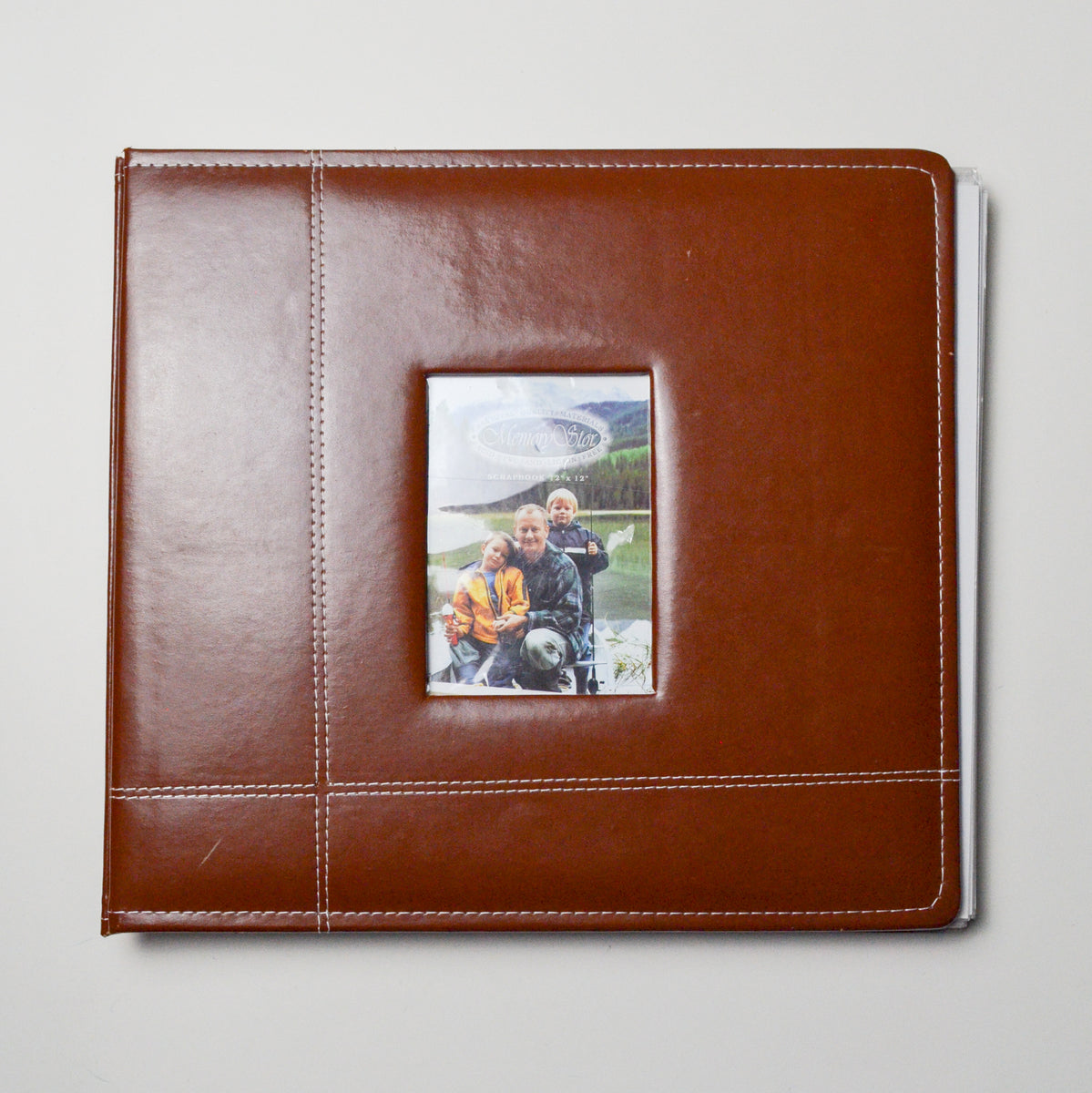 Memory Stor Brown Faux Leather Photo Cover Scrapbook - 12 x 12